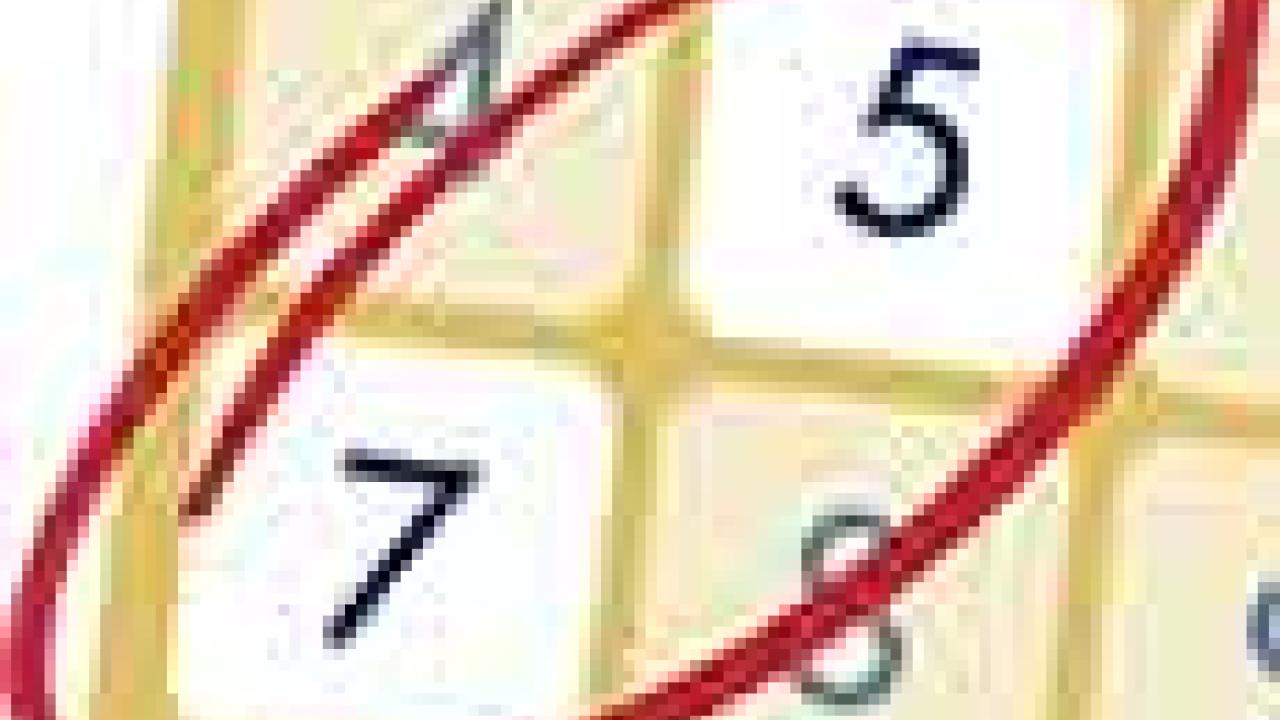 Graphic: Dialing pad with 7 and 5 circled