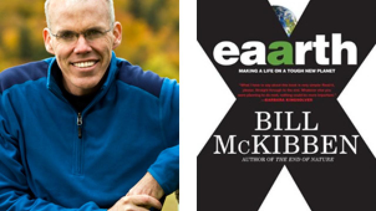 Photo and book cover: Bill McKibben and "Eaarth"
