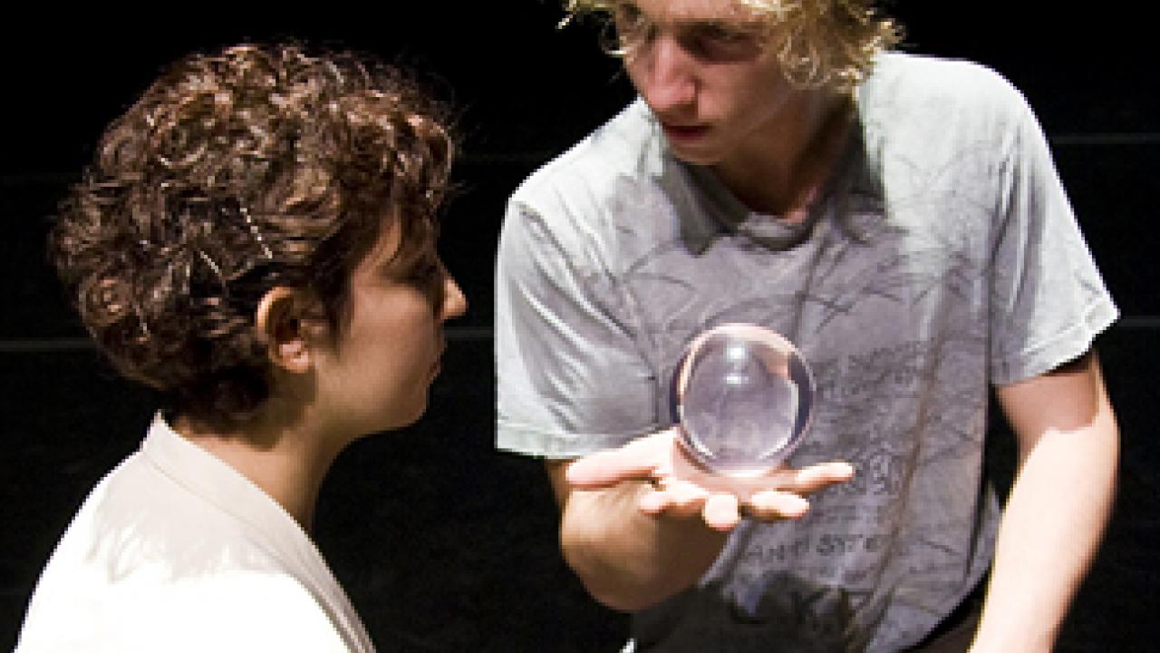 Samanta Fernandez Fifeld (fourth year, microbiology) and Alexander Weston (2009 graduate in technocultural studies) in Tribes.