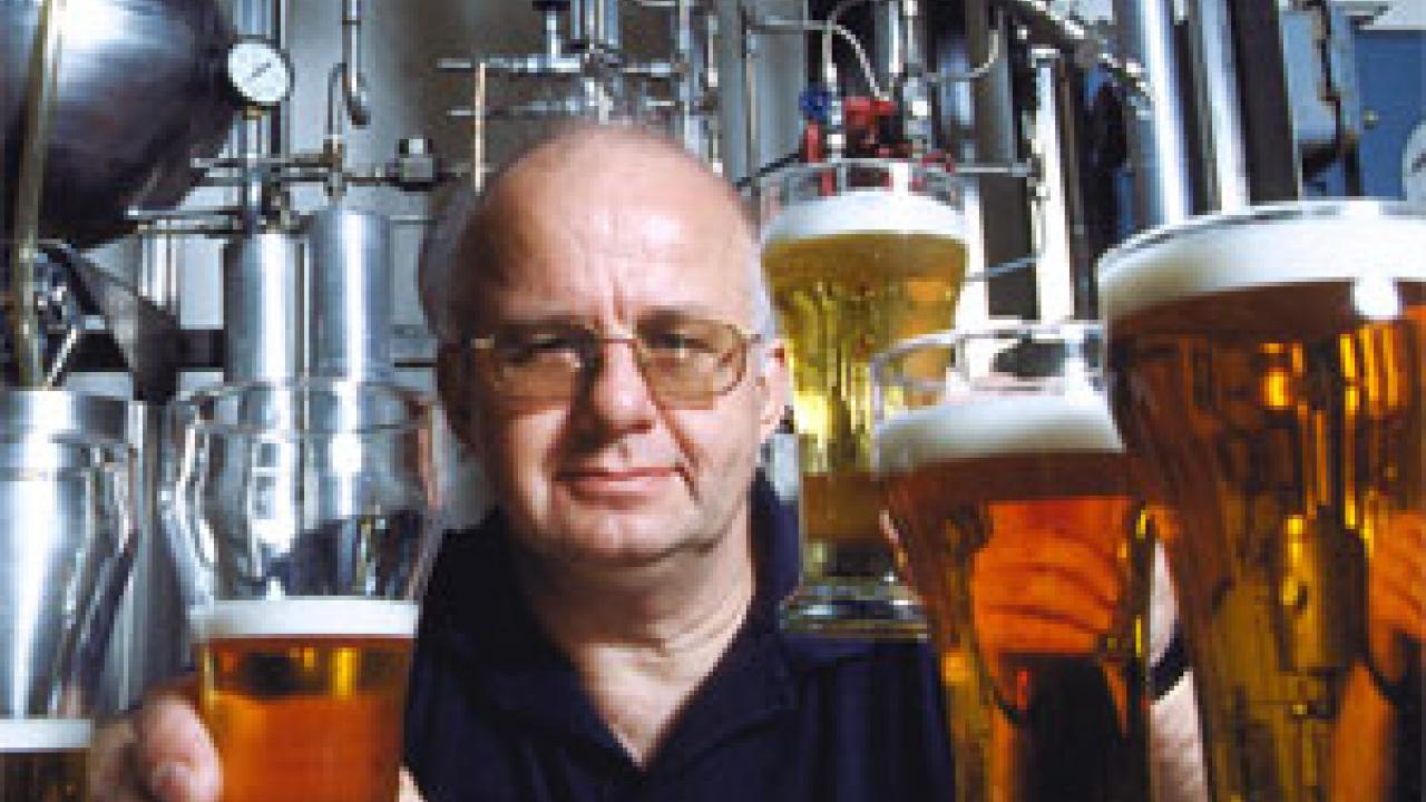 photo: man with lots of beer glasses