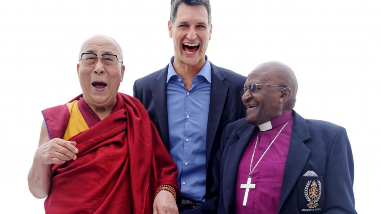 "The Book of Joy" authors, standing, laughing