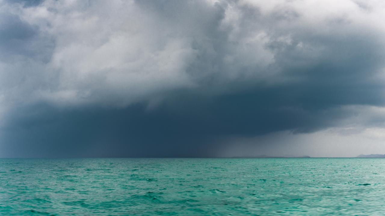 A typhoon moved over the sea in Thailand. 