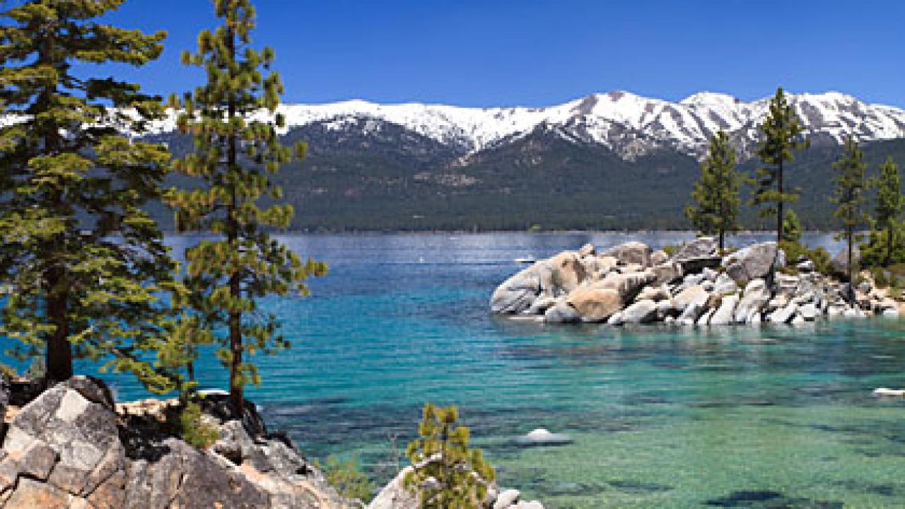 shore view across a Lake Tahoe inlet