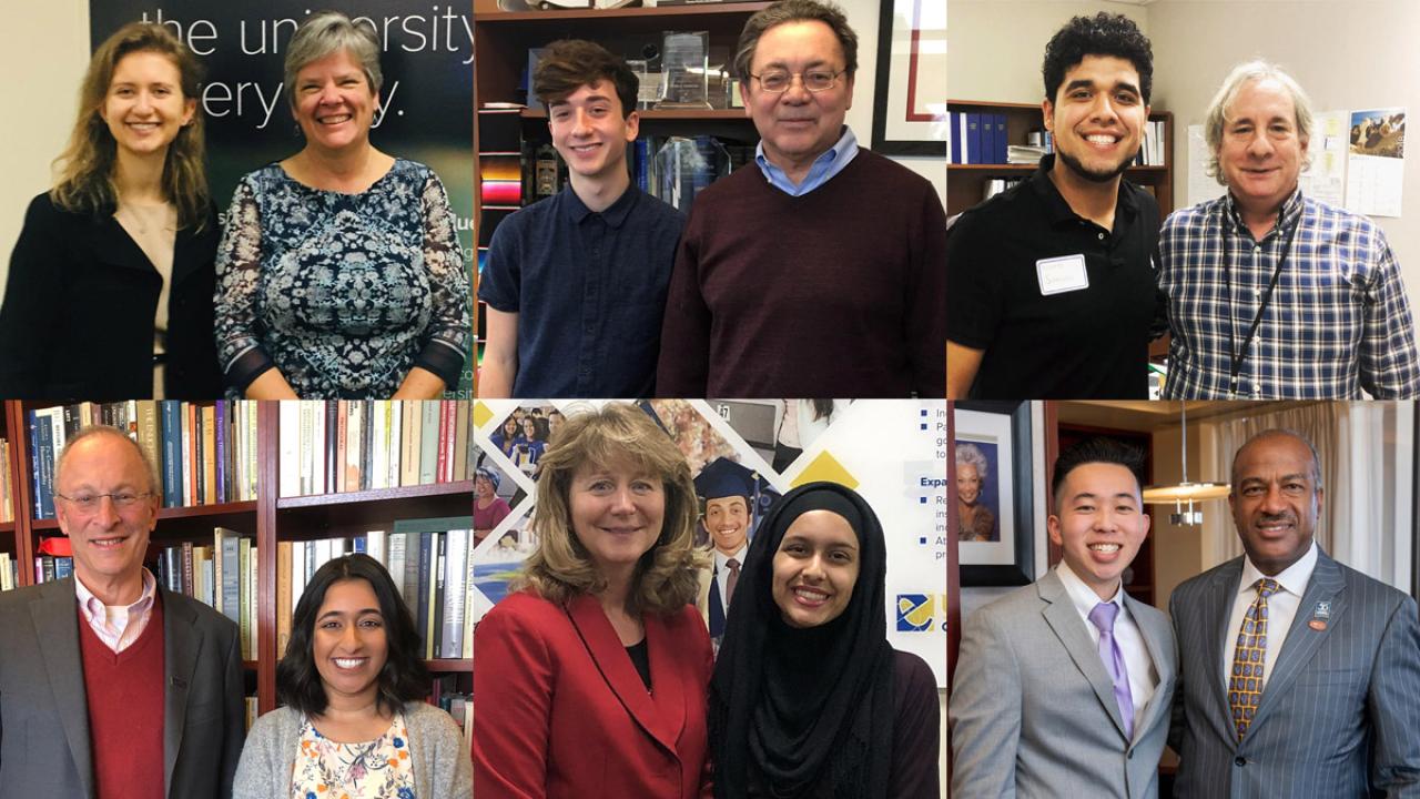 Students pose for photos with campus leaders.