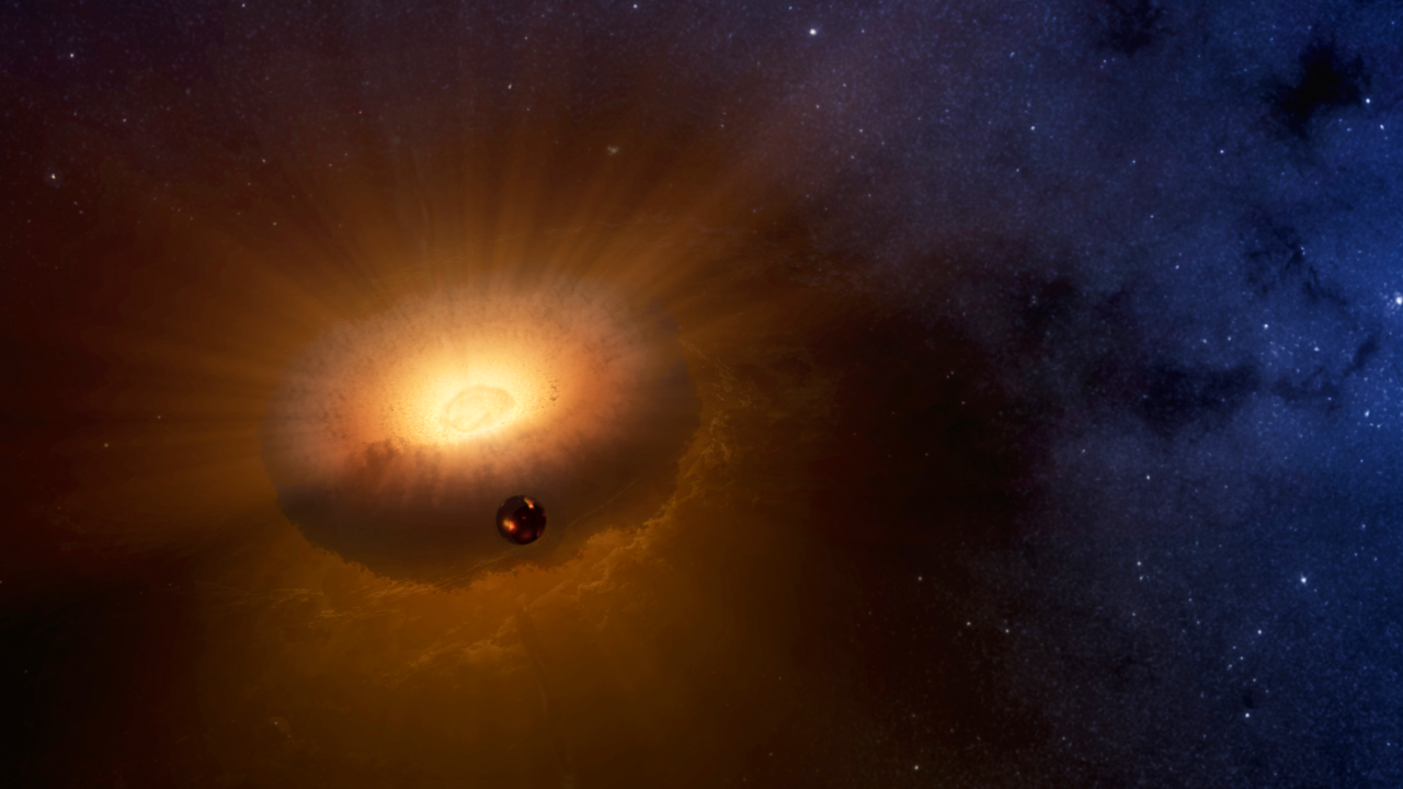 Moon emerging from synestia