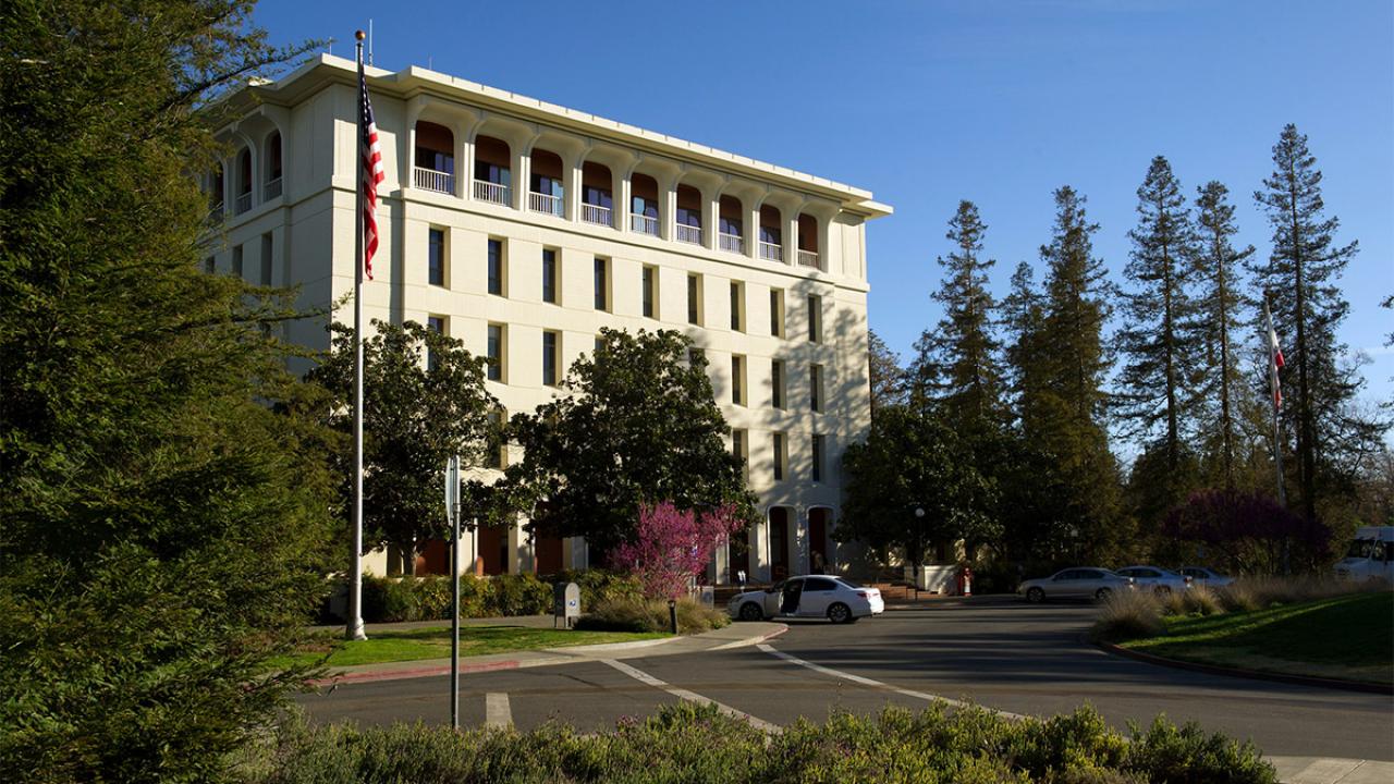 Exterior photo of Mrak Hall.
