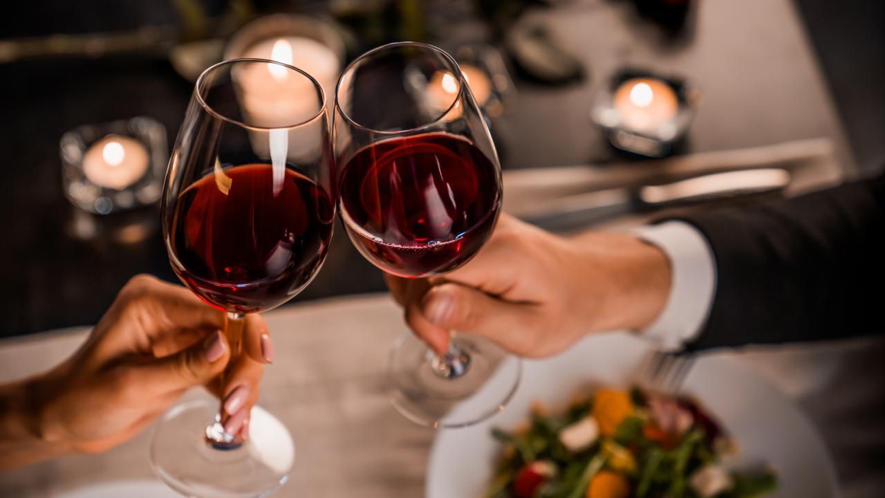Wine, clanking glasses