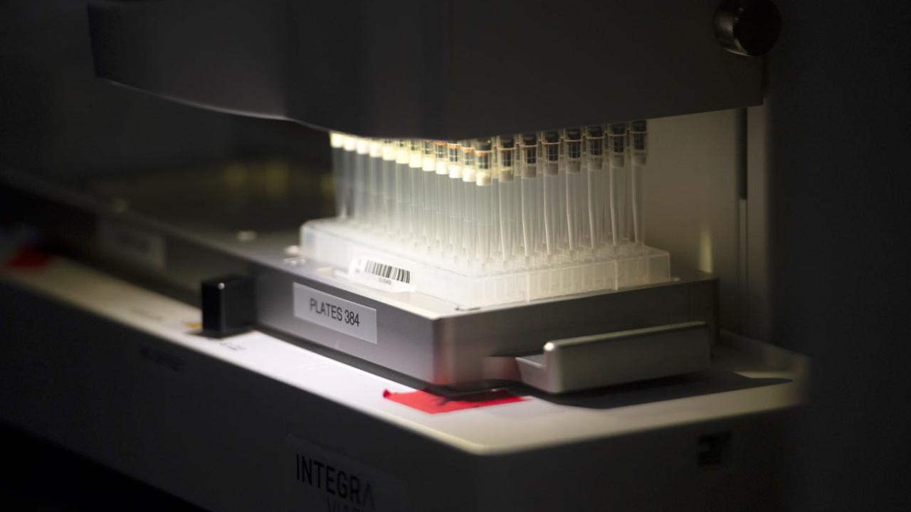 Saliva samples, in tubes, in machine