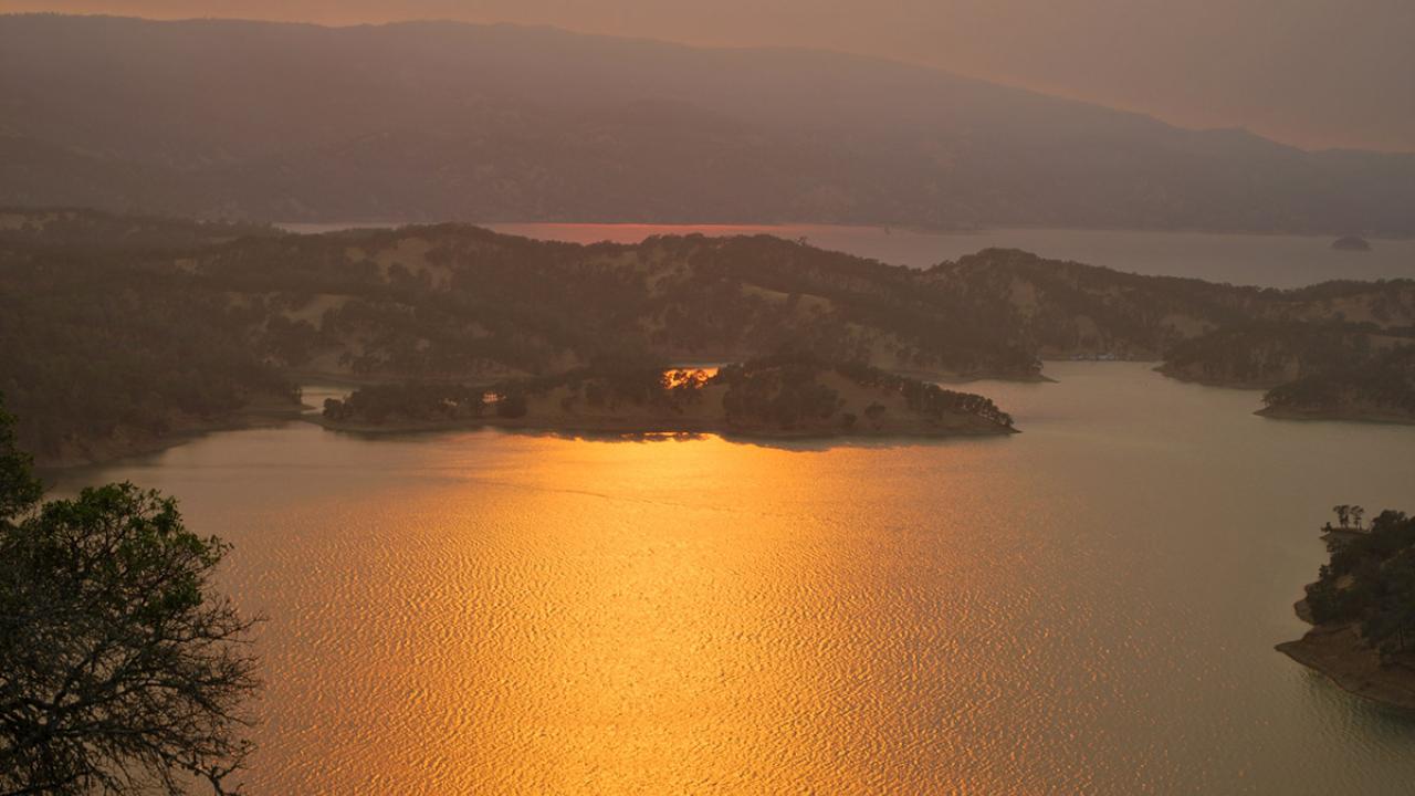 Lake Berryessa at sunset.