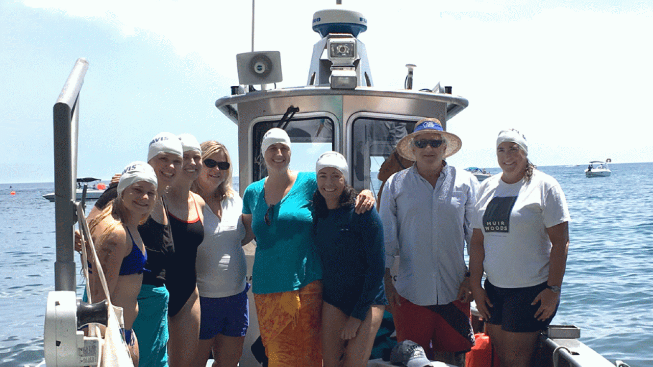 Swimms and boat captain on research vessel Bob Roberts