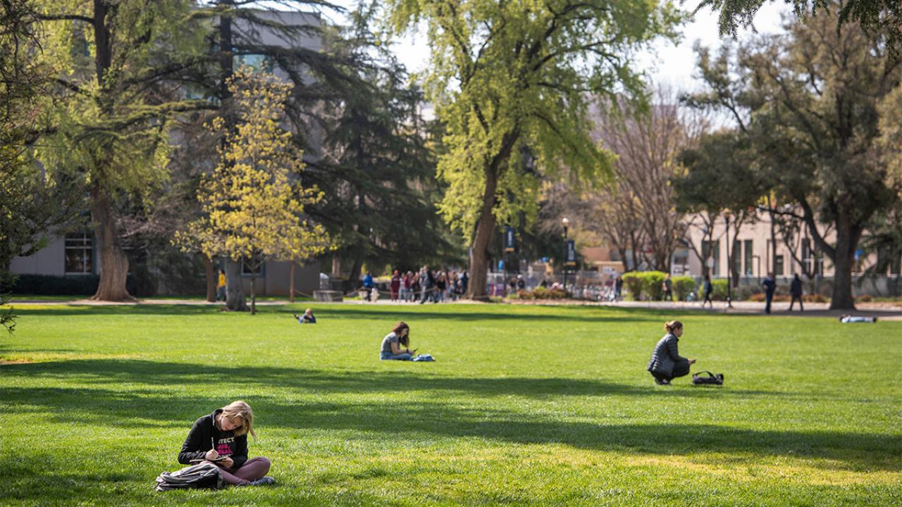 Photo showing a mostly empty Quad.