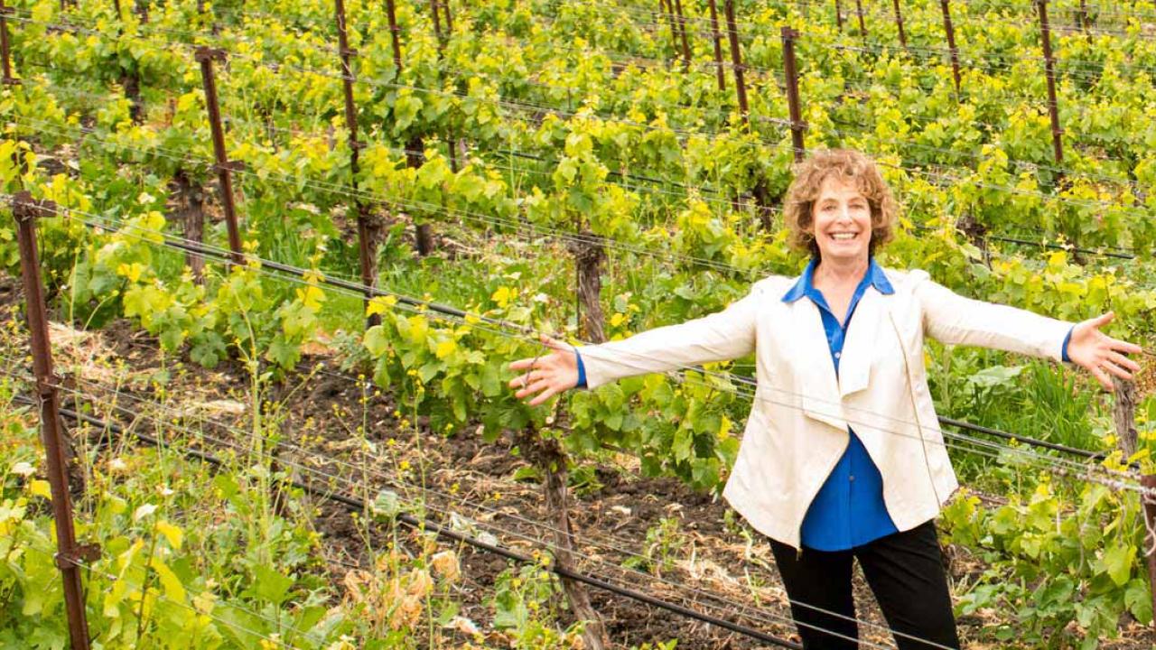 Photo: Winemaker Kathy Joseph stands in her vineyard