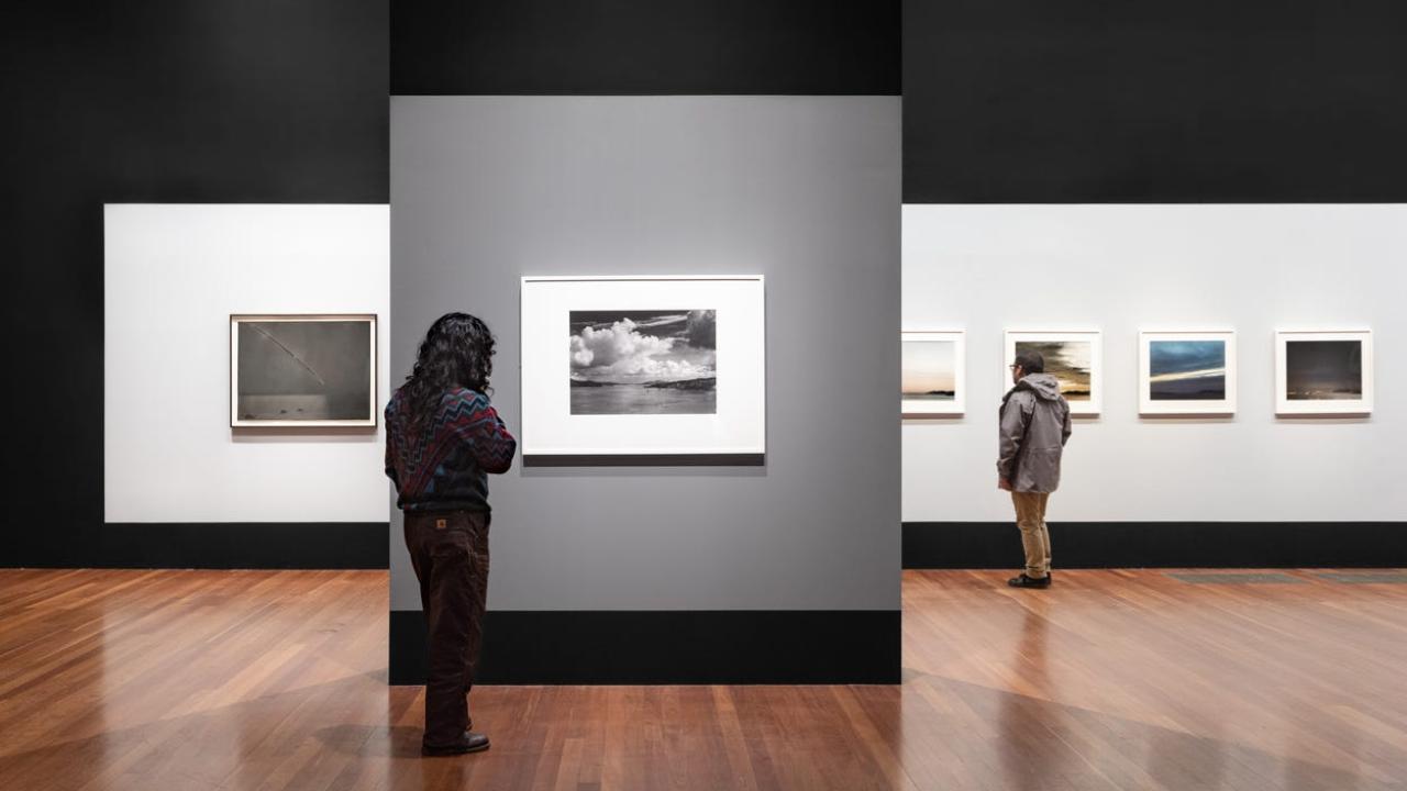 View of exhibition of Ansel Adams' work at deYoung museum