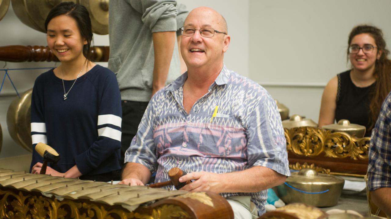 musicians play in gamelan ensemble at UC Davis