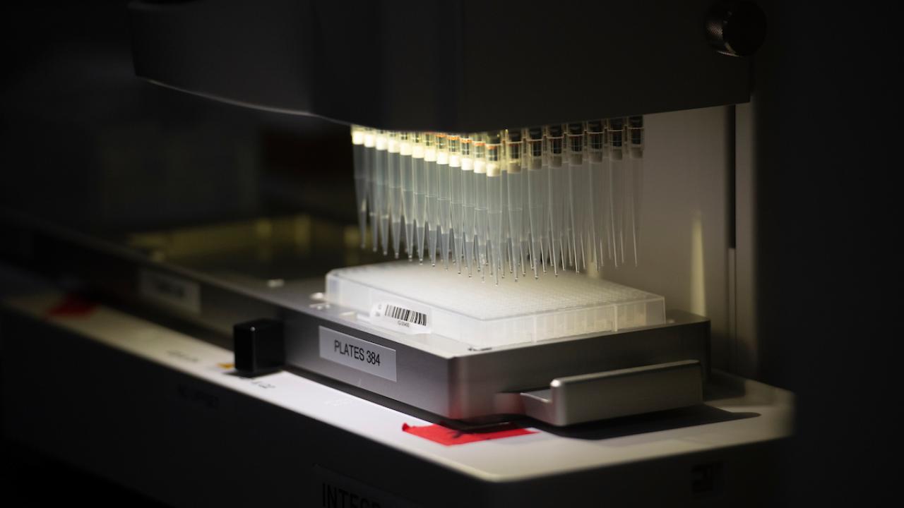 COVID test tubes in dark