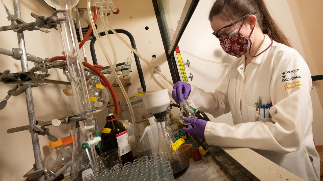 Student working in chemistry laboratory