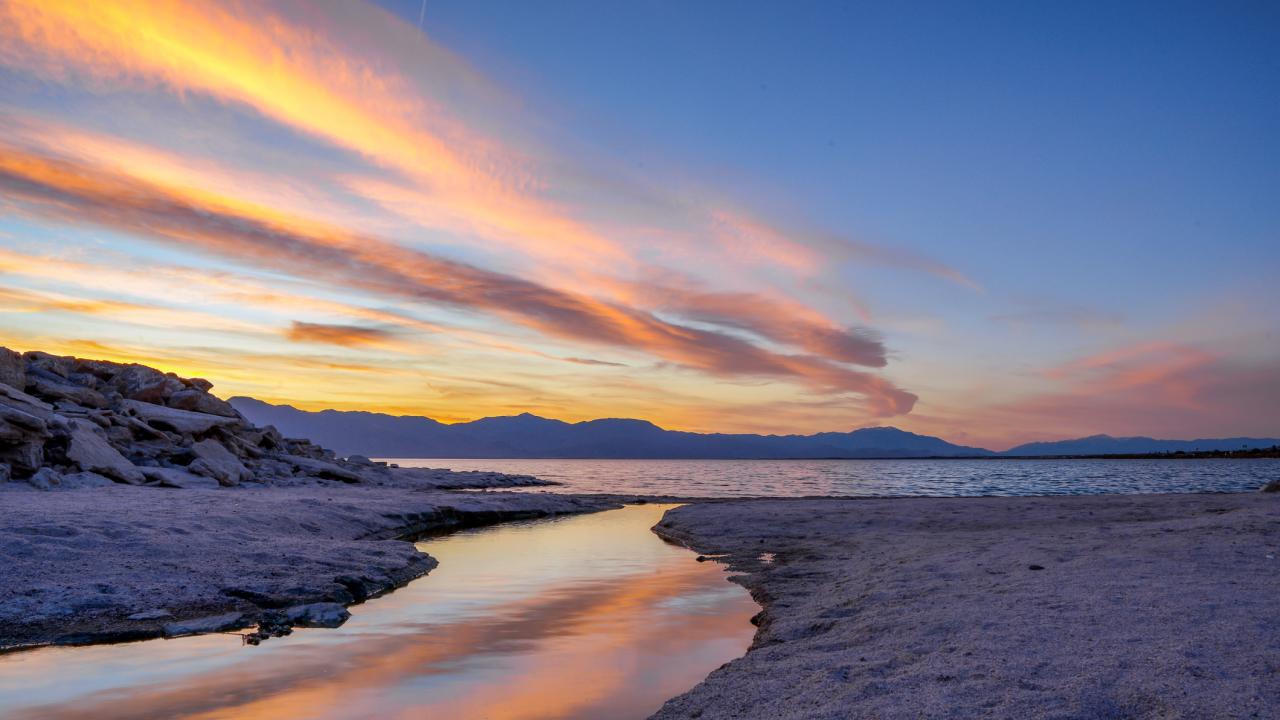 Sundown at Salton Sea