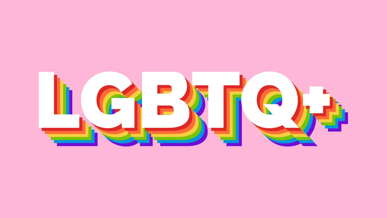 LGBTQ+ graphic with pink background