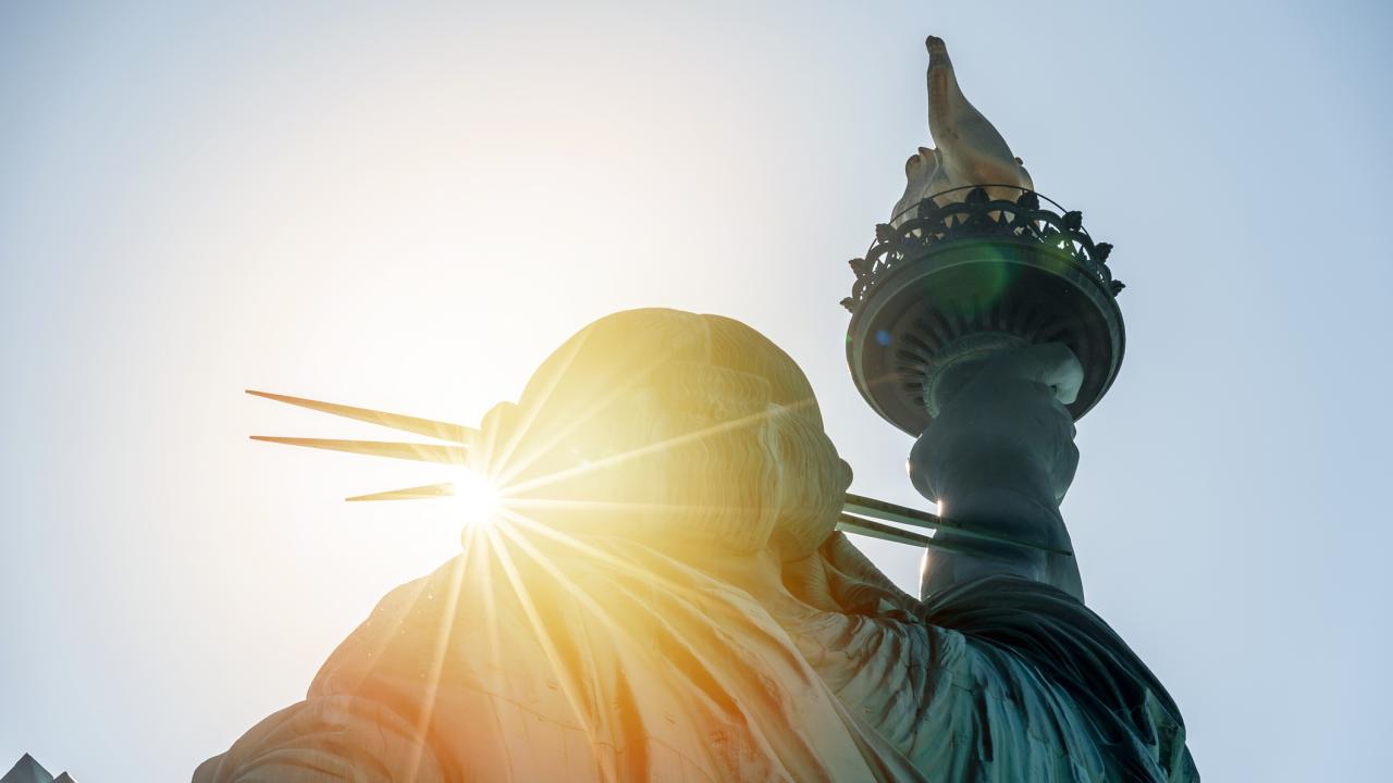 Statue of Liberty in sunset