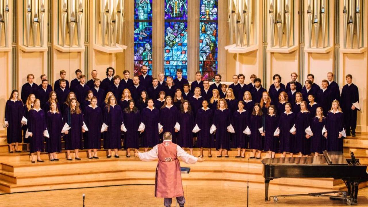 Choir assembled on stage