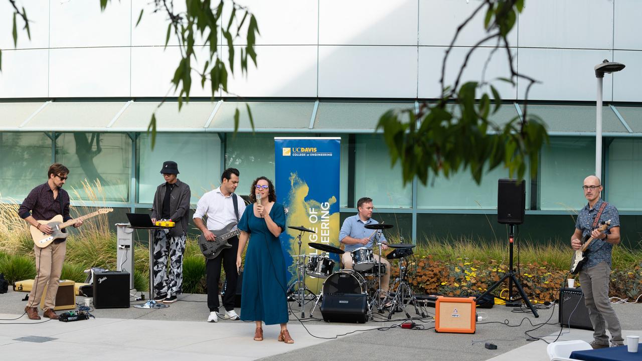 Band performs outdoors on campus