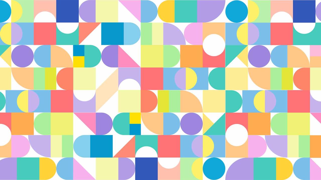 Abstract image with many different colored shapes