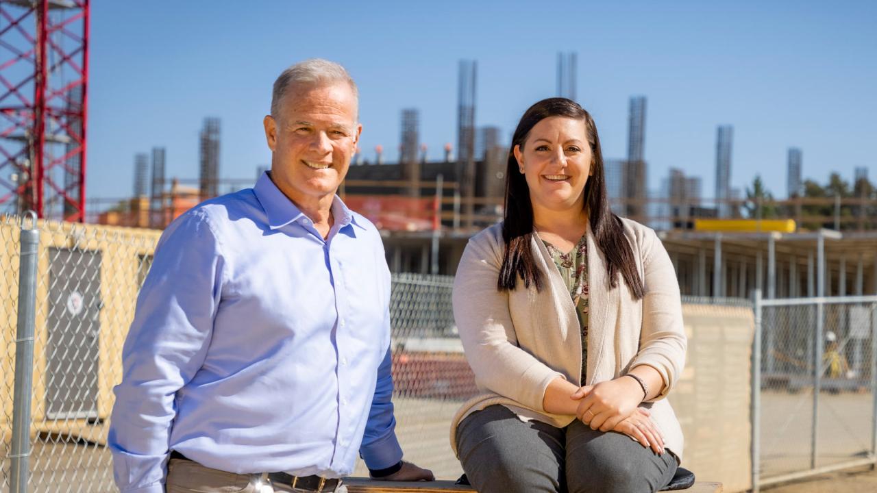 Man and woman at UC Davis construction site