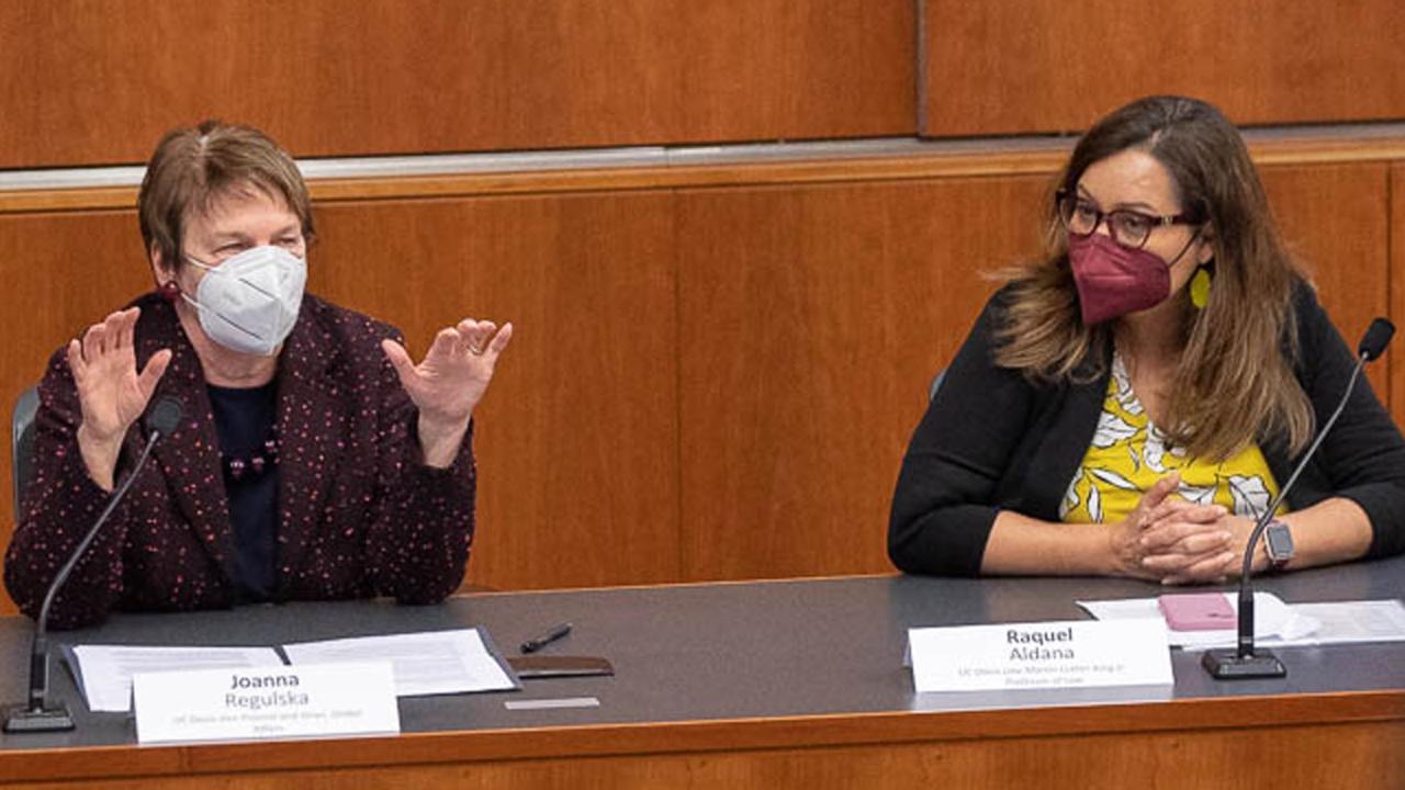 Two women on "Crisis in Ukraine" panel