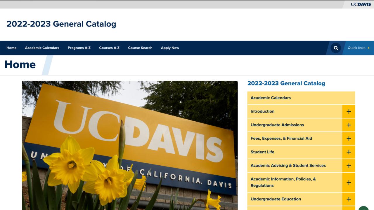 General Catalog Gets New Look, New Features UC Davis