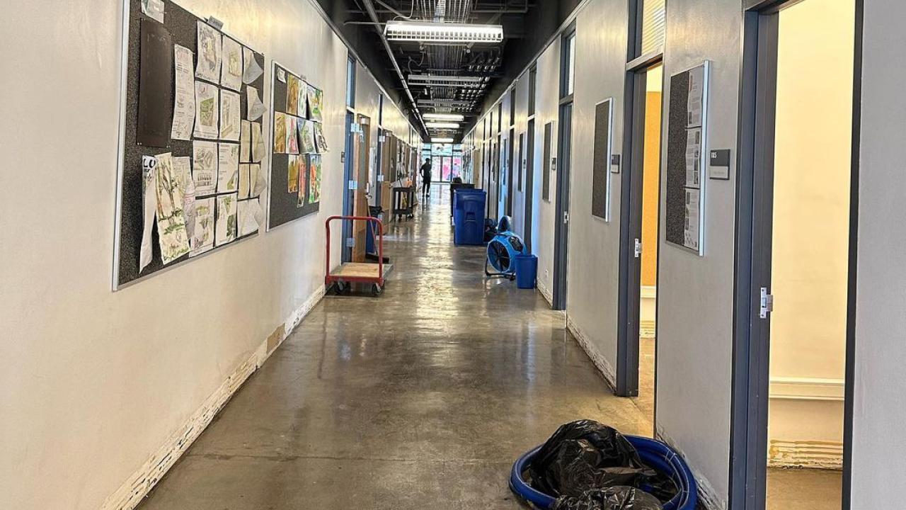 Flooding damage in Hunt Hall