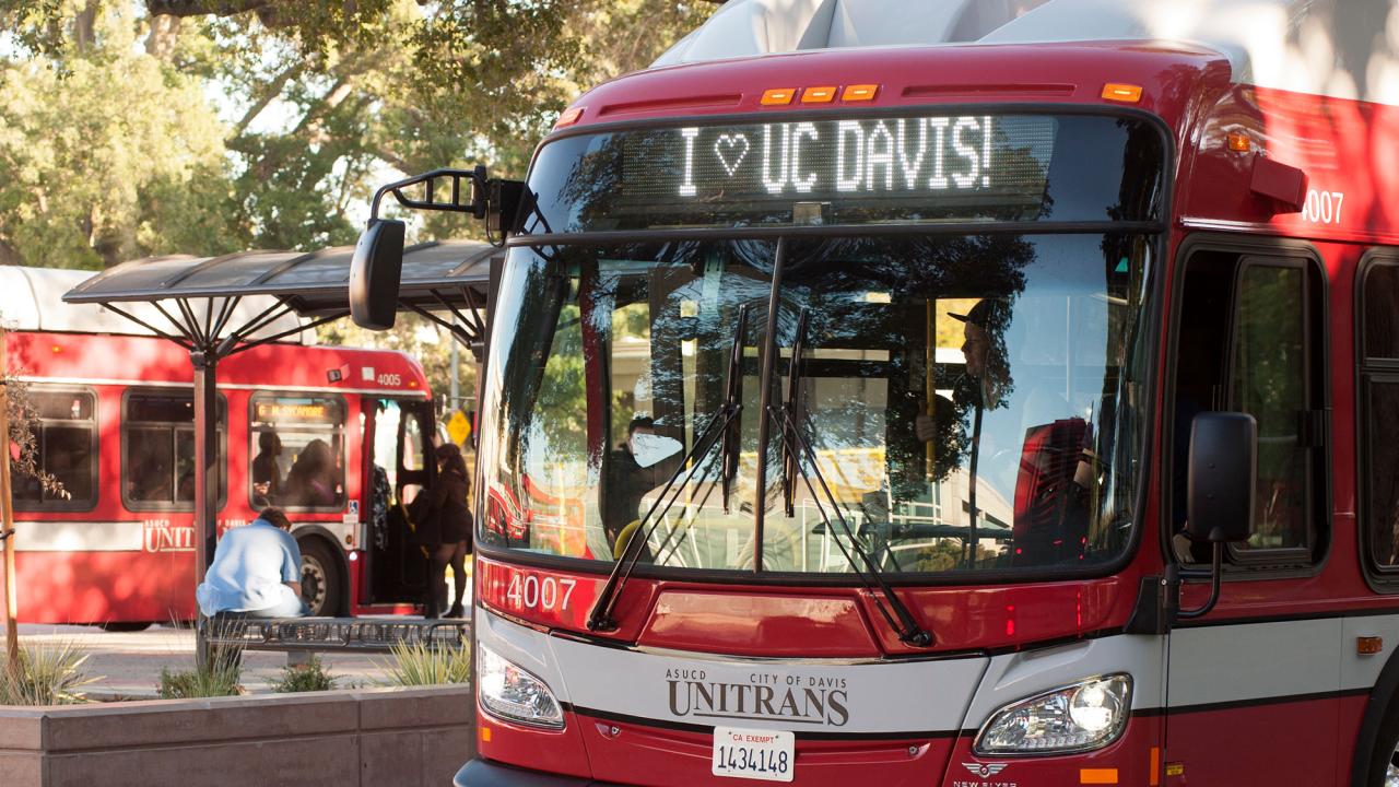 The front of a Unitrans bus