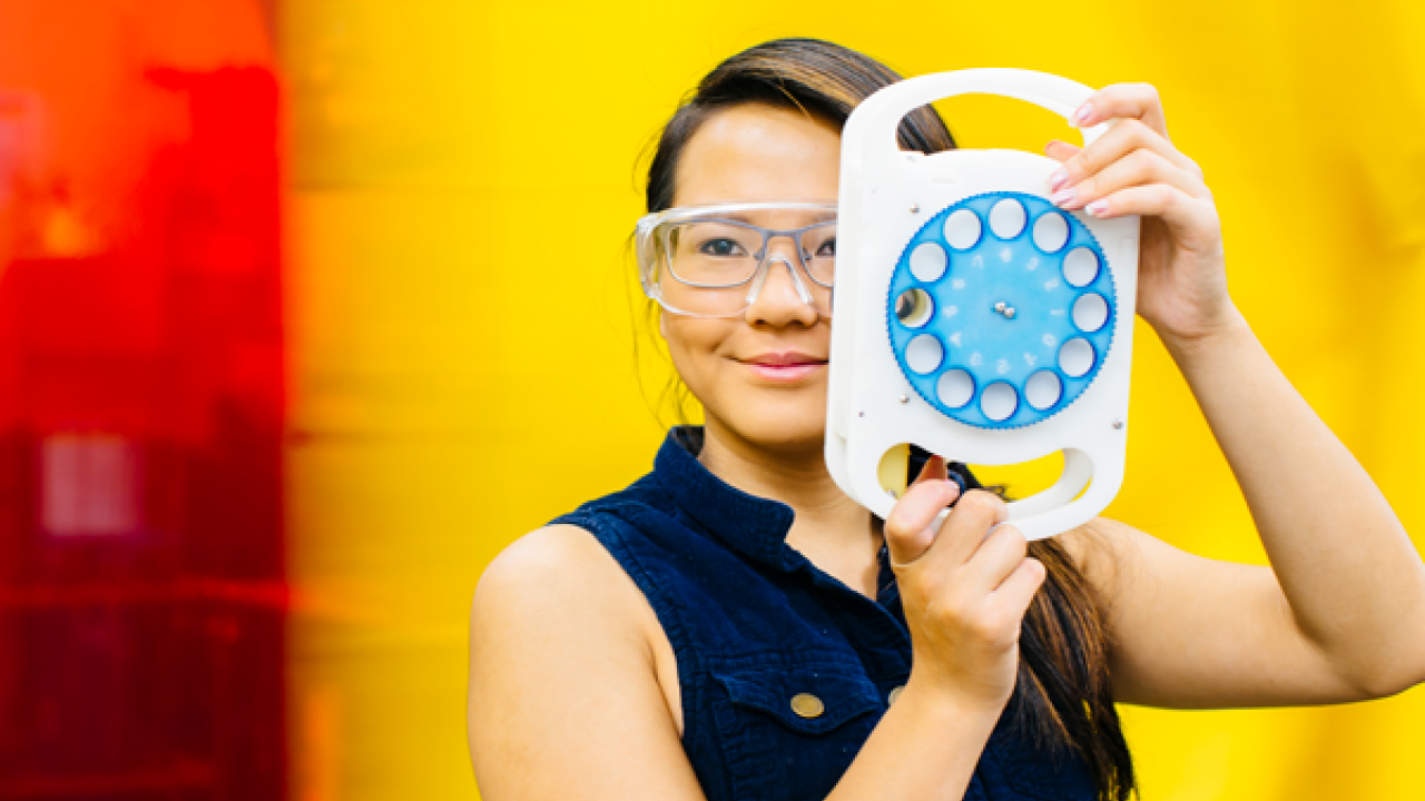 a student working on a project in biomedical engineering