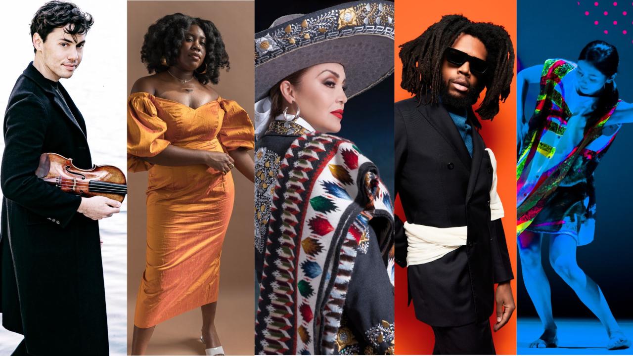 Photo montage of performers coming to the Mondavi Center this season.  