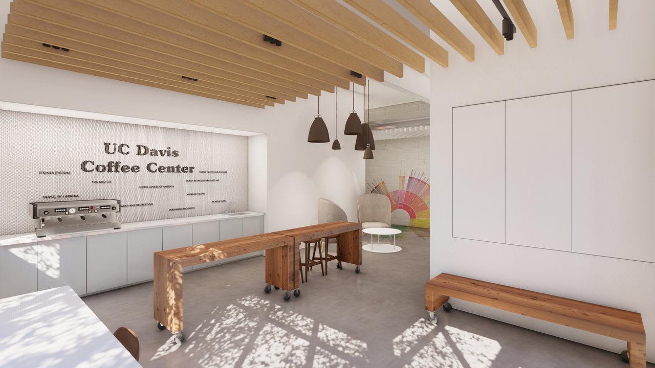 Rendering of coffee center building interior