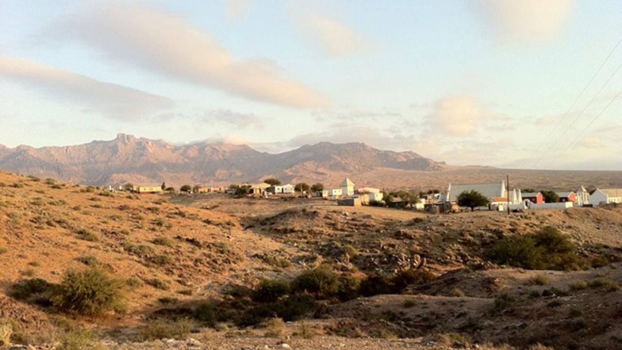 Village with large sky background is village on border of South Africa