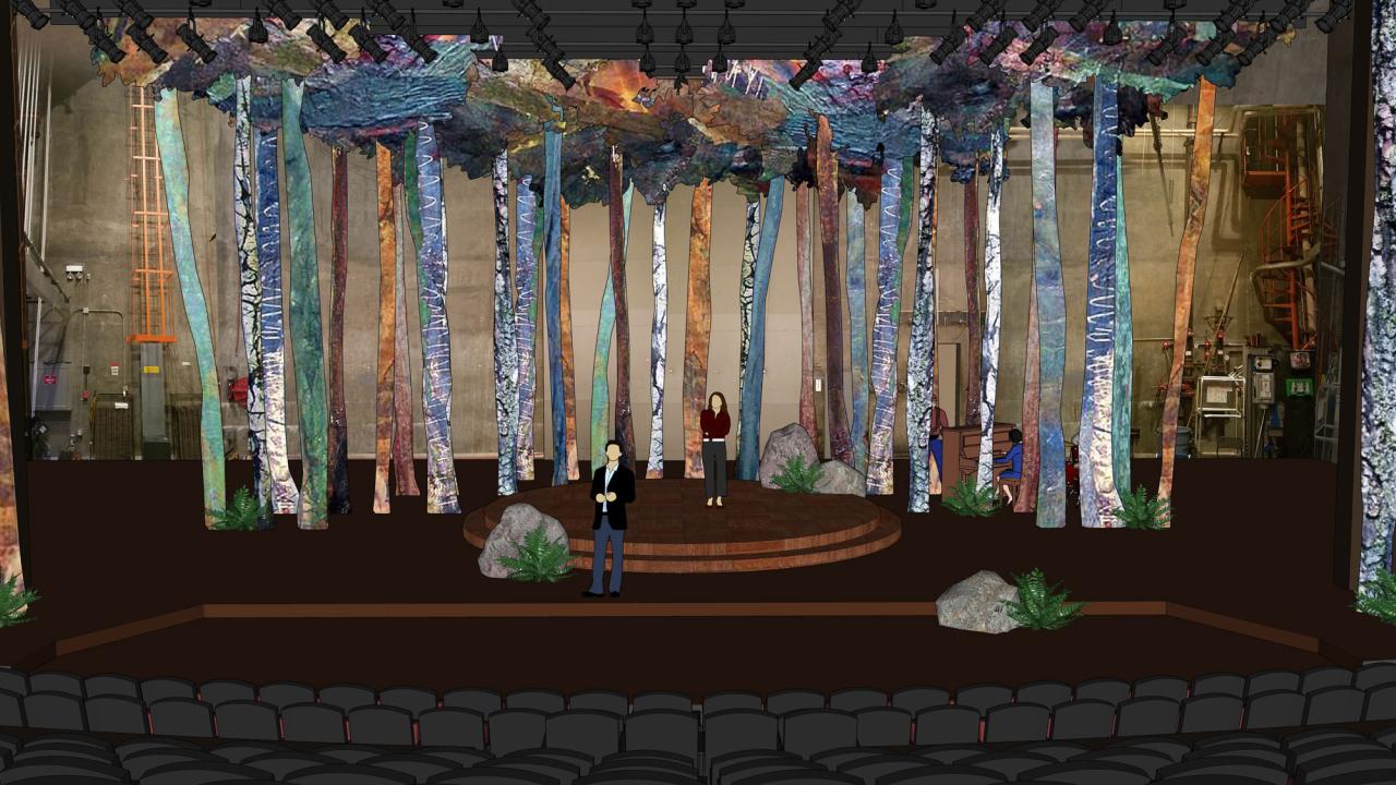 Stage setting of a colorful forest