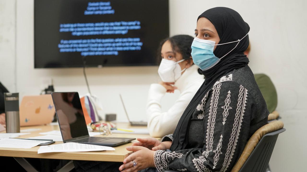 Students wear mask in class, indoors