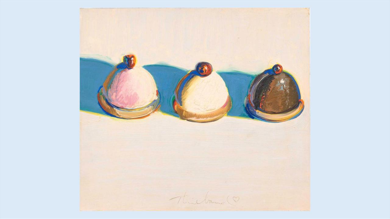 Painting of three cupcakes