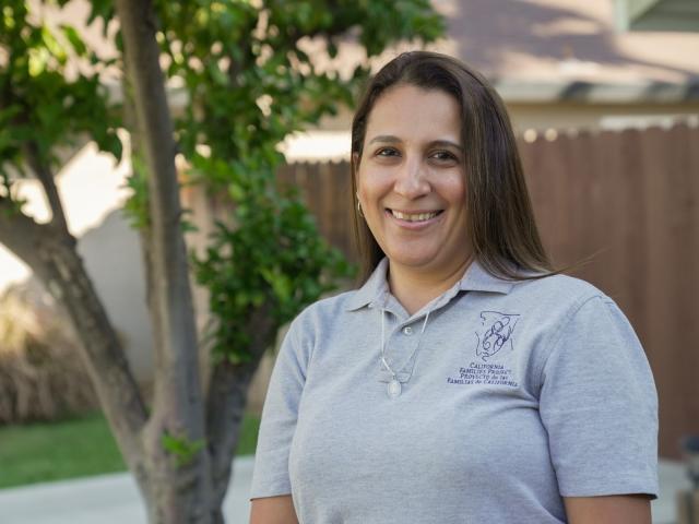 Karla Cuadros wears a California Families Project T-shirt