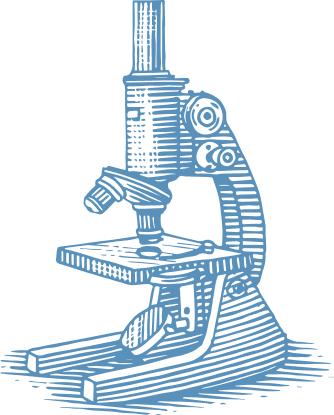 Blue stylized compound microscope graphic