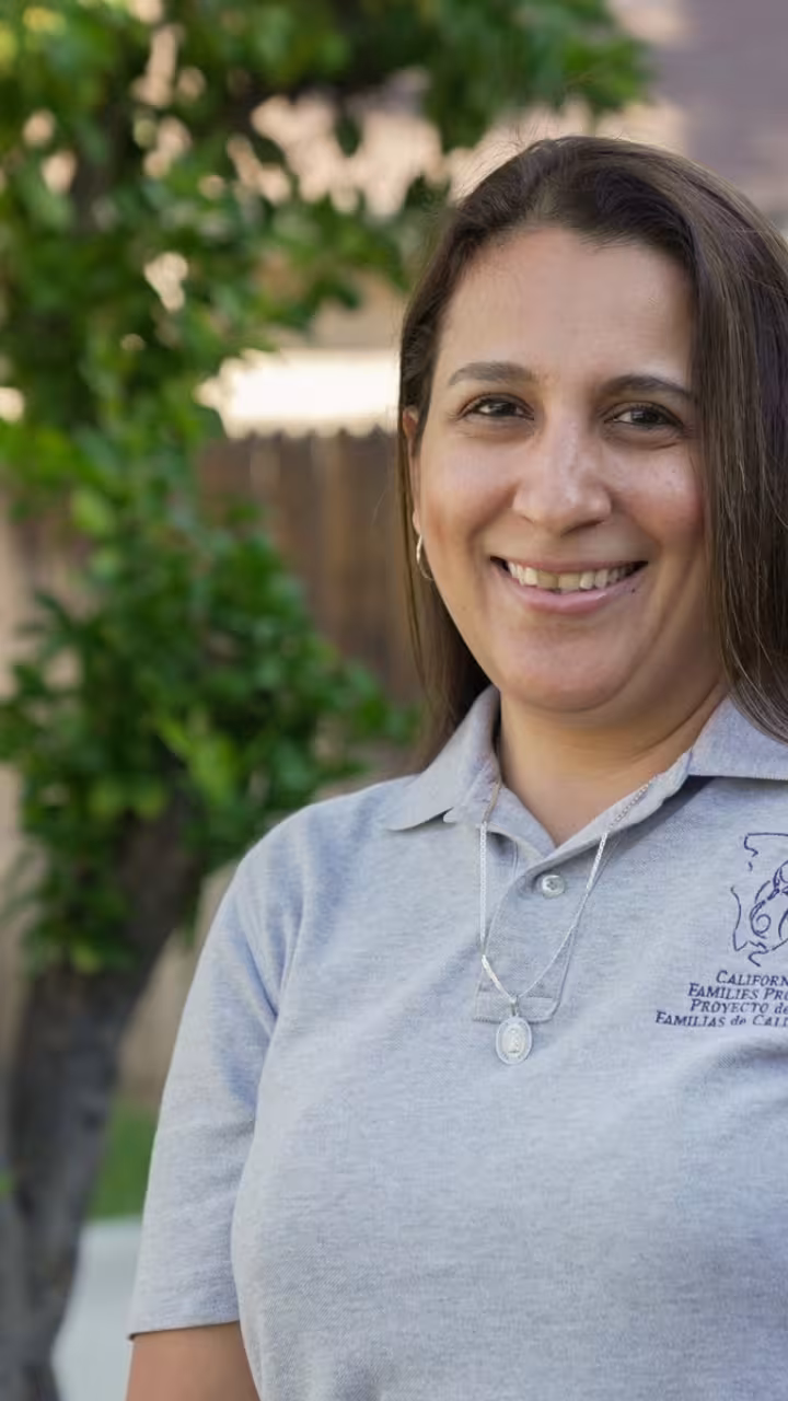 Karla Cuadros wears a California Families Project T-shirt