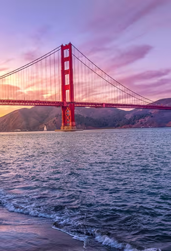 Golden Gate bridge at sunset