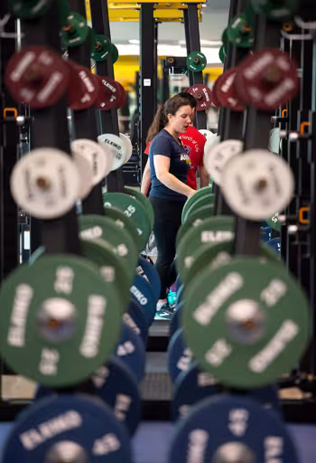 Racks of weights in the ARC.