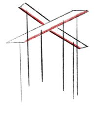 Illustration of marionette control bar with strings hanging down