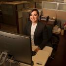 English major Alexandria Garcia in her office