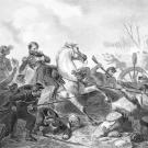 Drawing of a Civil War battle, black-and-white engraving