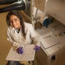 Kaia Yellowhorse working in a lab