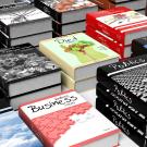 Stacks of new books