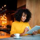 Woman with tablet.