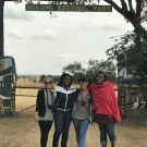 four women at the entrane to Mikumi National park